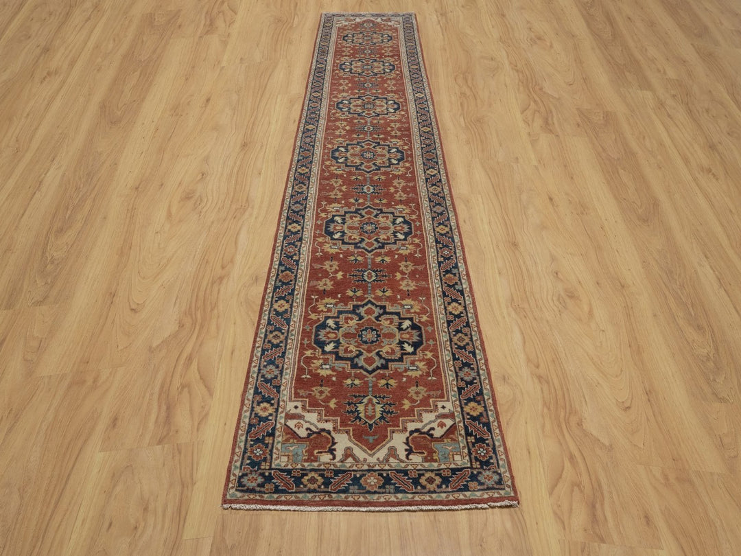 2'7" x 14'0" New Hand Knotted Red Wool Runner Oriental Rug - MOA10292774