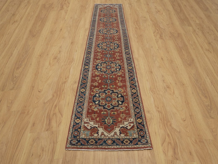 2'7" x 14'0" New Hand Knotted Red Wool Runner Oriental Rug - MOA10292774