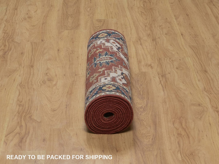 2'7" x 14'0" New Hand Knotted Red Wool Runner Oriental Rug - MOA10292774