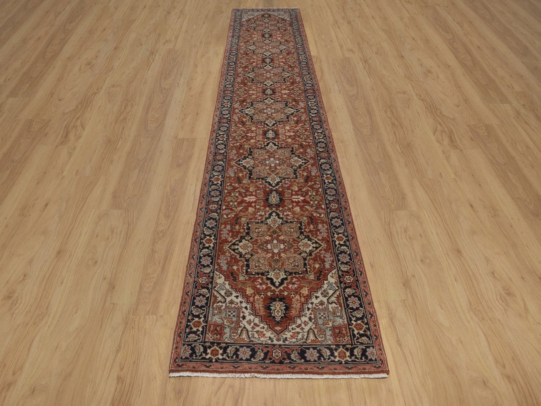 2'8" x 13'10" New Hand Knotted Red Wool Runner Oriental Rug - MOA10292775