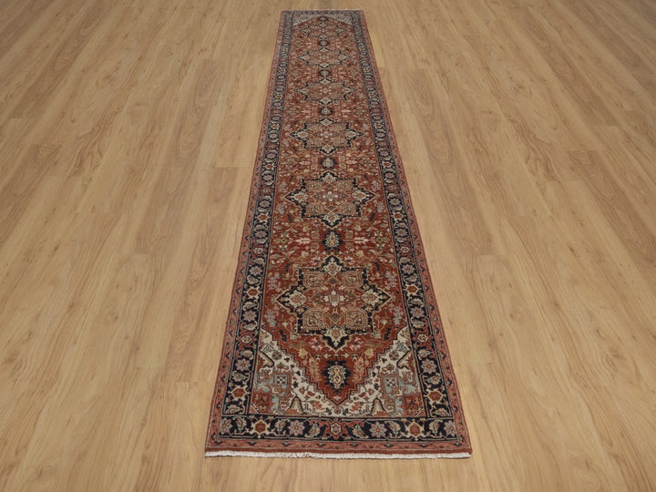 2'8" x 13'10" New Hand Knotted Red Wool Runner Oriental Rug - MOA10292775