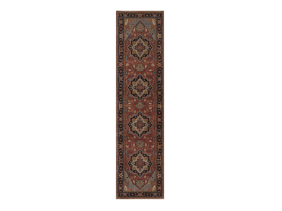2'6" x 10'2" New Hand Knotted Red Wool Runner Oriental Rug - MOA10292776