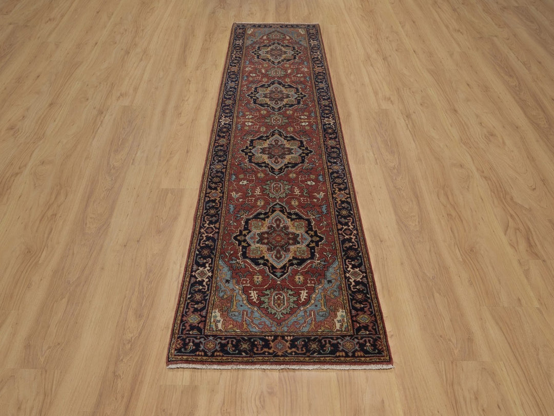 2'6" x 10'2" New Hand Knotted Red Wool Runner Oriental Rug - MOA10292776