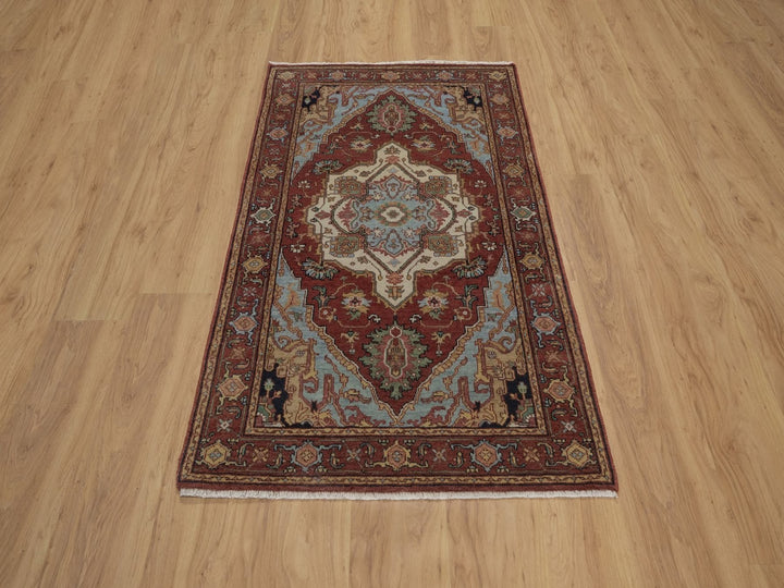 3'1" x 5'1" New Hand Knotted Red Wool Rectangle Oriental Rug - MOA10292777