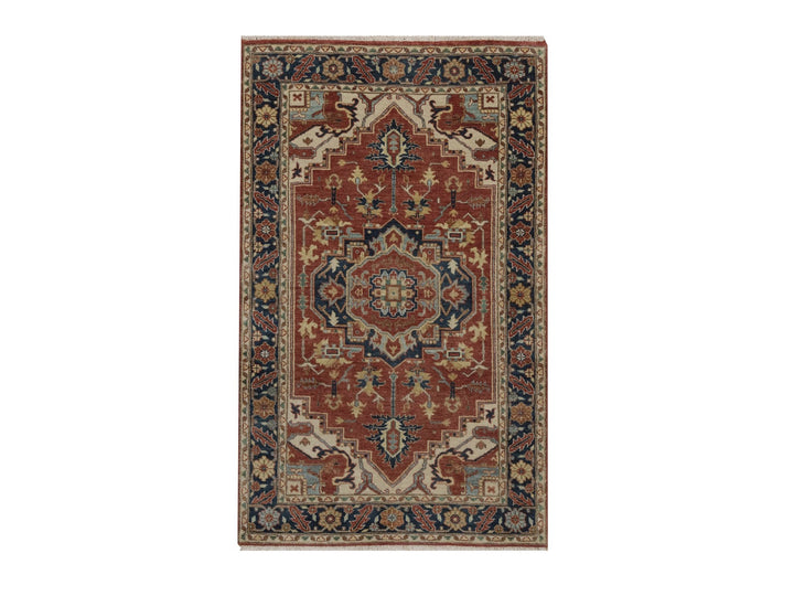 3'1" x 5'2" New Hand Knotted Red Wool Rectangle Oriental Rug - MOA10292778