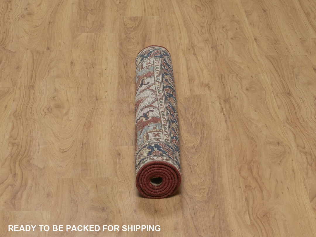 3'1" x 5'2" New Hand Knotted Red Wool Rectangle Oriental Rug - MOA10292778