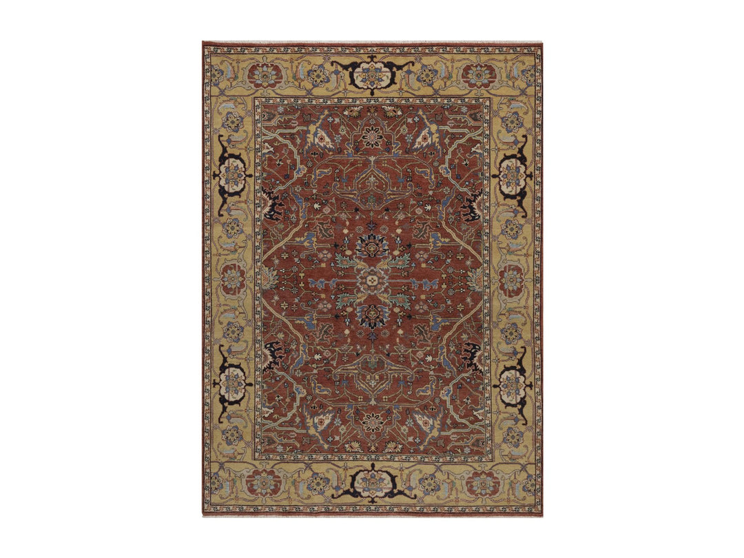 5'0" x 7'0" New Hand Knotted Red Wool Rectangle Oriental Rug - MOA10292779