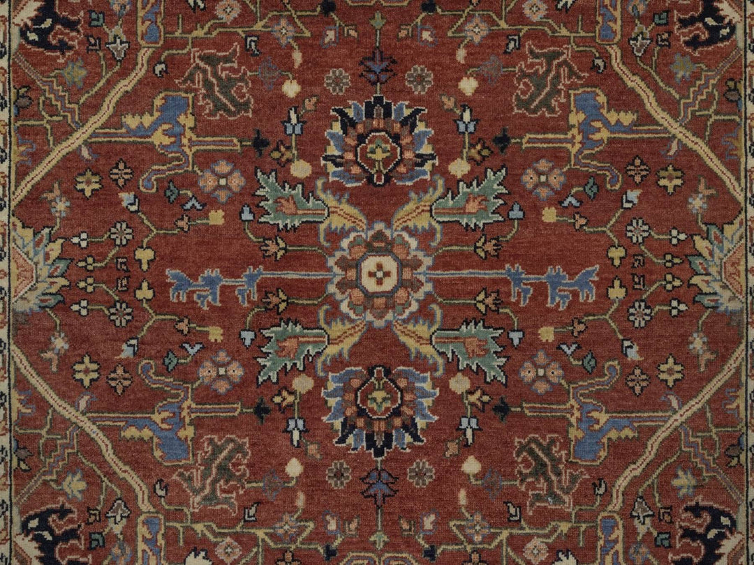 5'0" x 7'0" New Hand Knotted Red Wool Rectangle Oriental Rug - MOA10292779