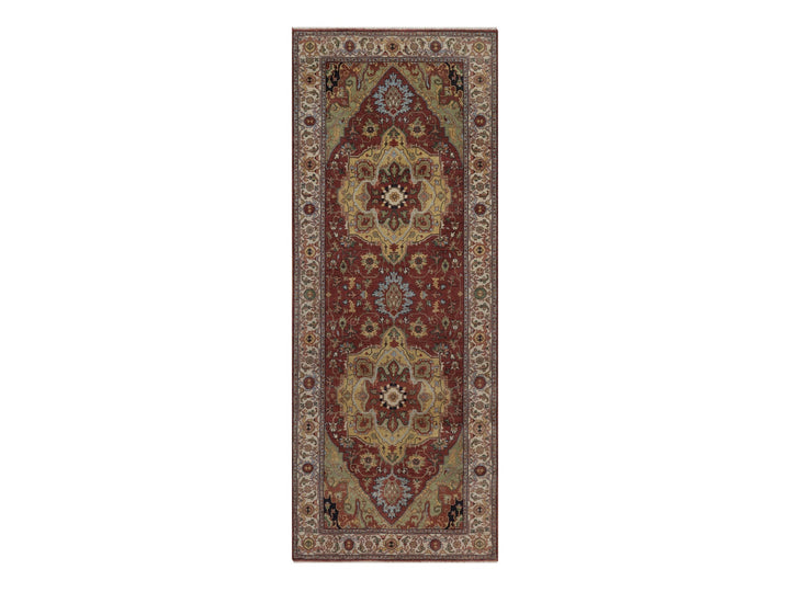 4'0" x 10'3" New Hand Knotted Red Wool Runner Oriental Rug - MOA10292780