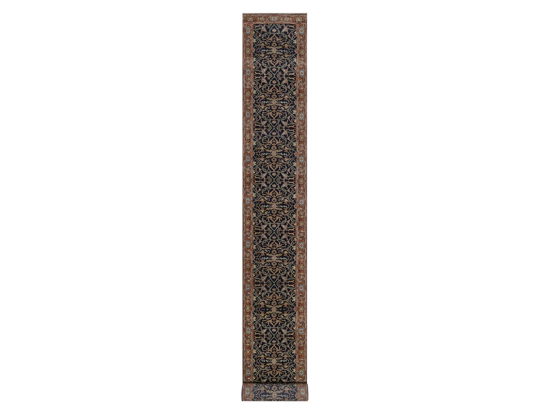 2'7" x 23'8" New Hand Knotted Blue Wool Runner Oriental Rug - MOA10292781