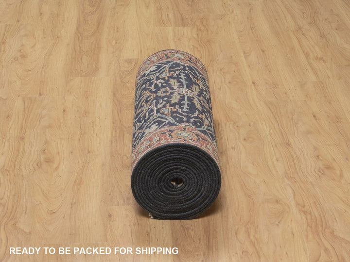 2'7" x 23'8" New Hand Knotted Blue Wool Runner Oriental Rug - MOA10292781