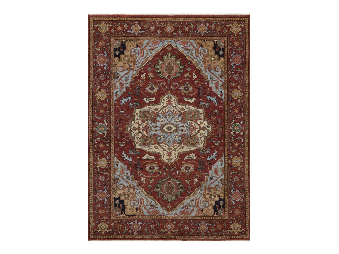 5'1" x 7'2" New Hand Knotted Red Wool Rectangle Oriental Rug - MOA10292782