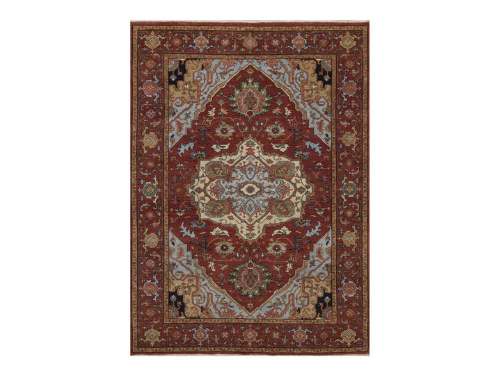5'1" x 7'2" New Hand Knotted Red Wool Rectangle Oriental Rug - MOA10292782
