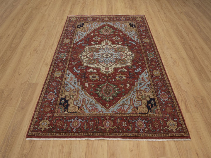 5'1" x 7'2" New Hand Knotted Red Wool Rectangle Oriental Rug - MOA10292782