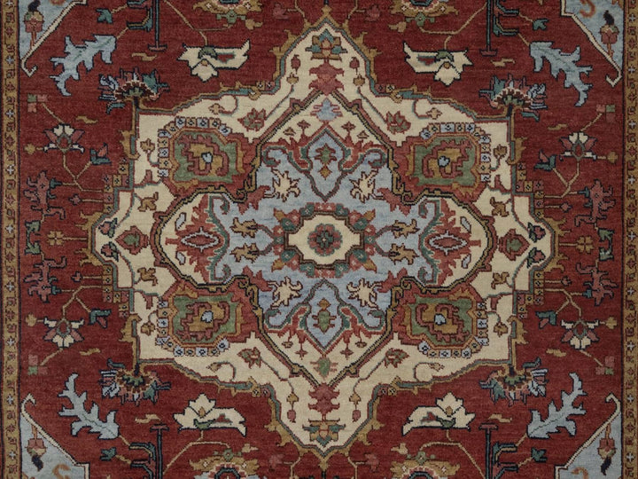 5'1" x 7'2" New Hand Knotted Red Wool Rectangle Oriental Rug - MOA10292782