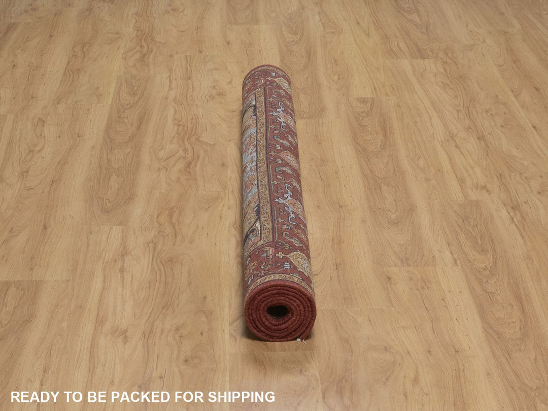 5'1" x 7'2" New Hand Knotted Red Wool Rectangle Oriental Rug - MOA10292782