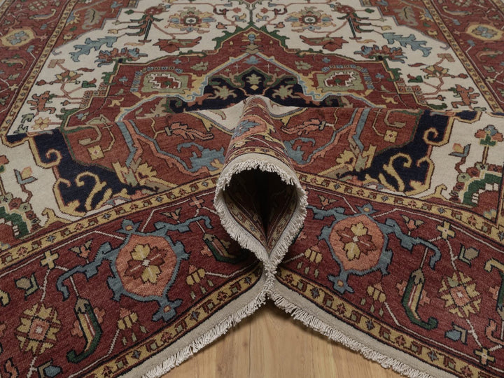 6'0" x 9'1" New Hand Knotted Ivory Wool Rectangle Oriental Rug - MOA10292783