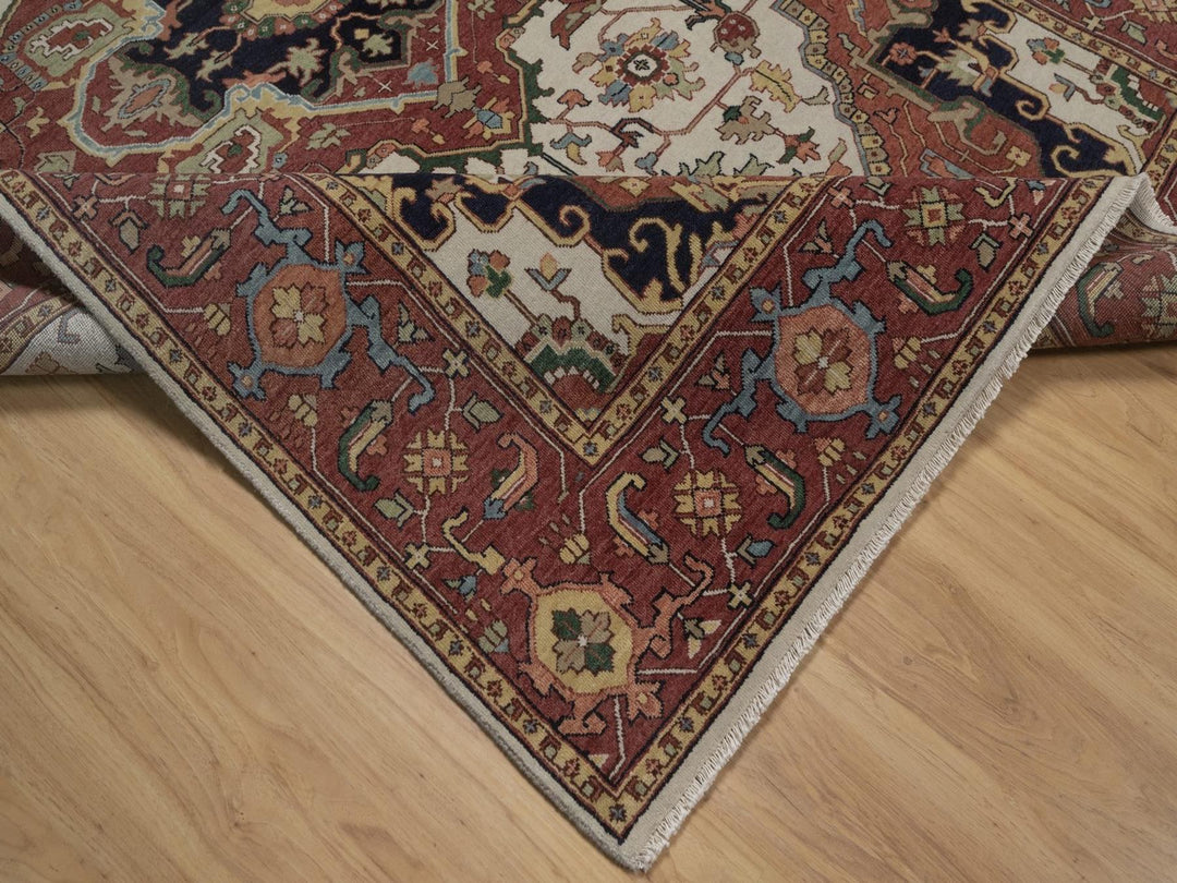 6'0" x 9'1" New Hand Knotted Ivory Wool Rectangle Oriental Rug - MOA10292783