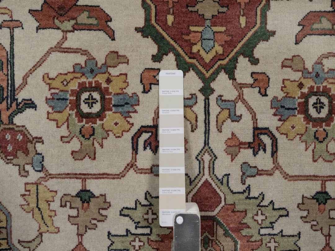 6'0" x 9'1" New Hand Knotted Ivory Wool Rectangle Oriental Rug - MOA10292783
