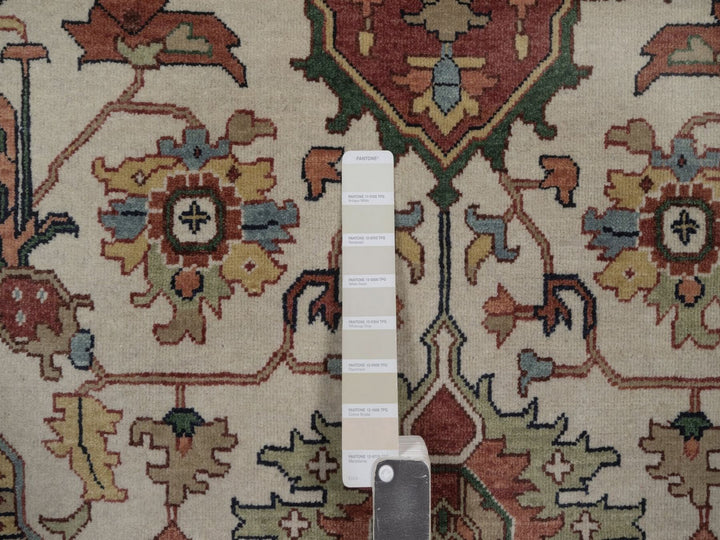 6'0" x 9'1" New Hand Knotted Ivory Wool Rectangle Oriental Rug - MOA10292783