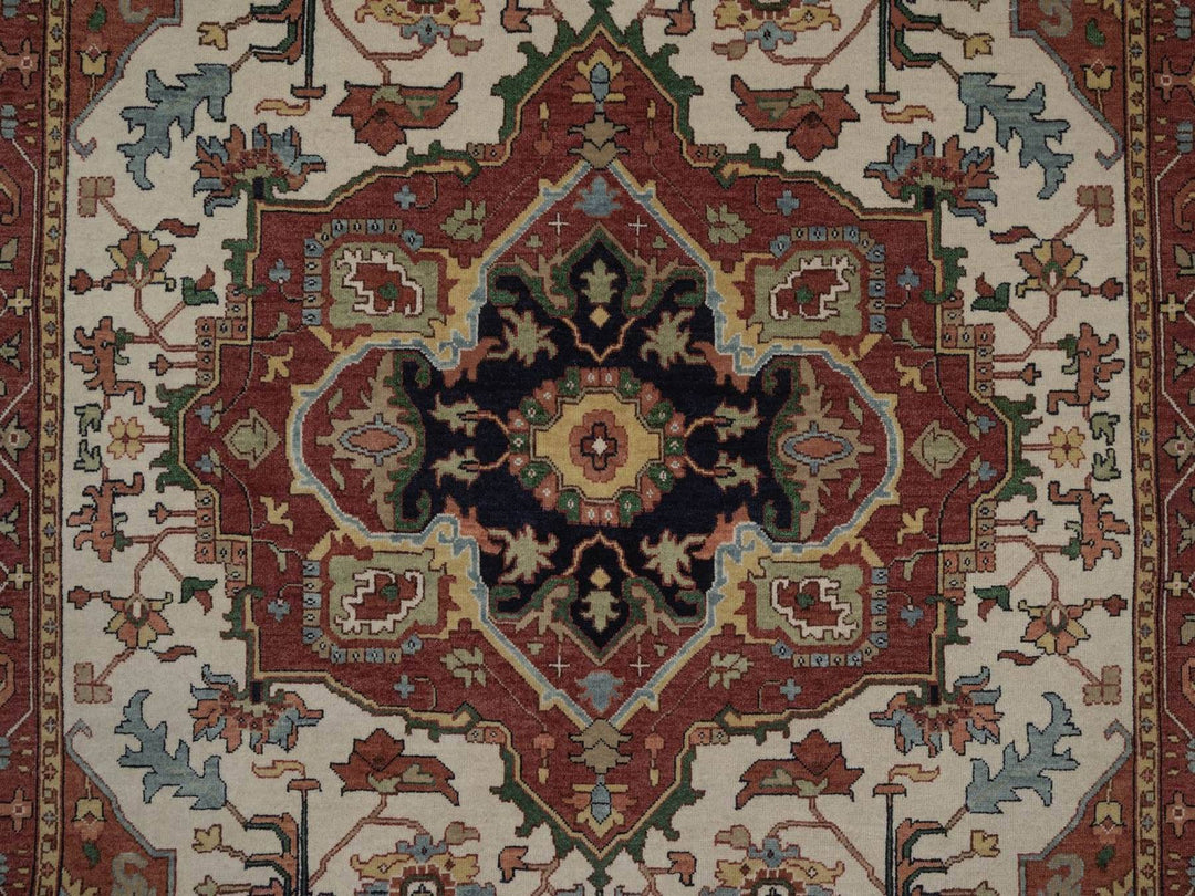 6'0" x 9'1" New Hand Knotted Ivory Wool Rectangle Oriental Rug - MOA10292783