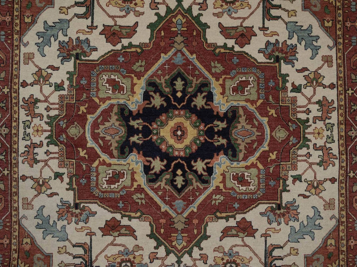 6'0" x 9'1" New Hand Knotted Ivory Wool Rectangle Oriental Rug - MOA10292783
