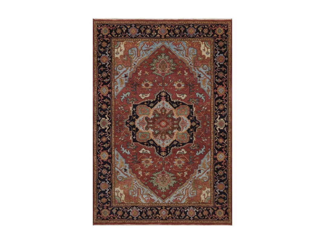 4'11" x 7'4" New Hand Knotted Red Wool Rectangle Oriental Rug - MOA10292784