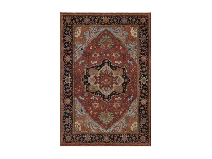 4'11" x 7'4" New Hand Knotted Red Wool Rectangle Oriental Rug - MOA10292784