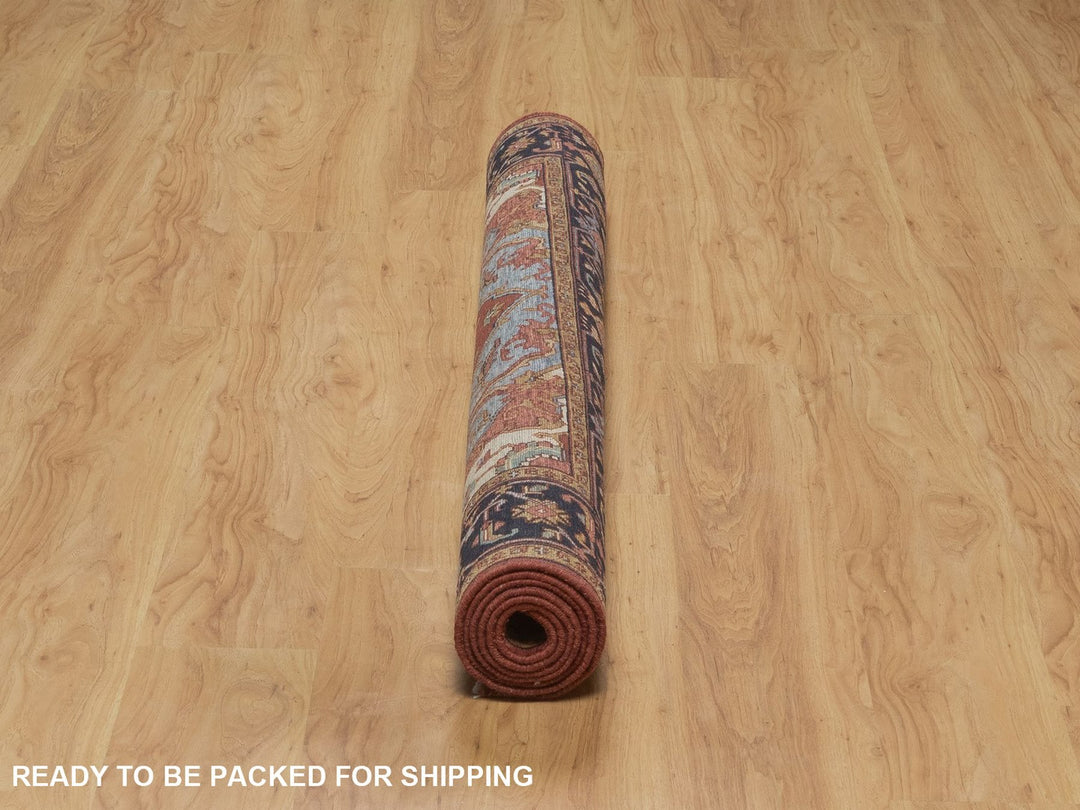 4'11" x 7'4" New Hand Knotted Red Wool Rectangle Oriental Rug - MOA10292784