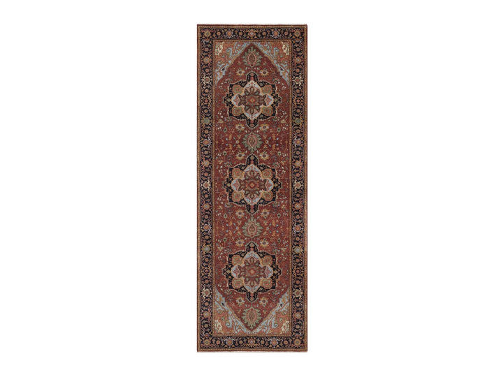 3'11" x 12'0" New Hand Knotted Red Wool Runner Oriental Rug - MOA10292785