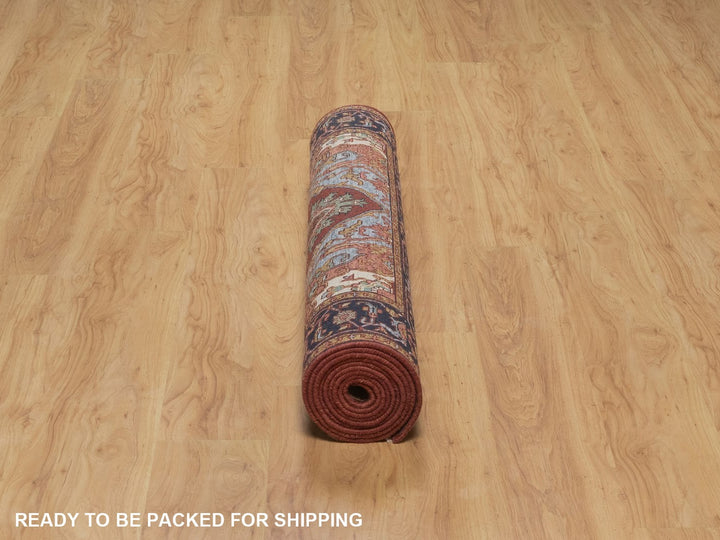 3'11" x 12'0" New Hand Knotted Red Wool Runner Oriental Rug - MOA10292785