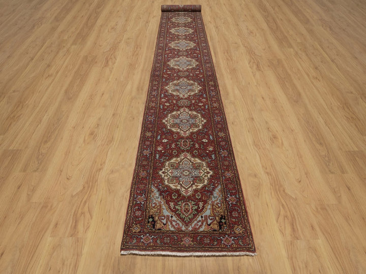 2'7" x 19'11" New Hand Knotted Red Wool Runner Oriental Rug - MOA10292787