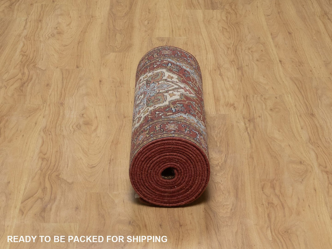 2'7" x 19'11" New Hand Knotted Red Wool Runner Oriental Rug - MOA10292787