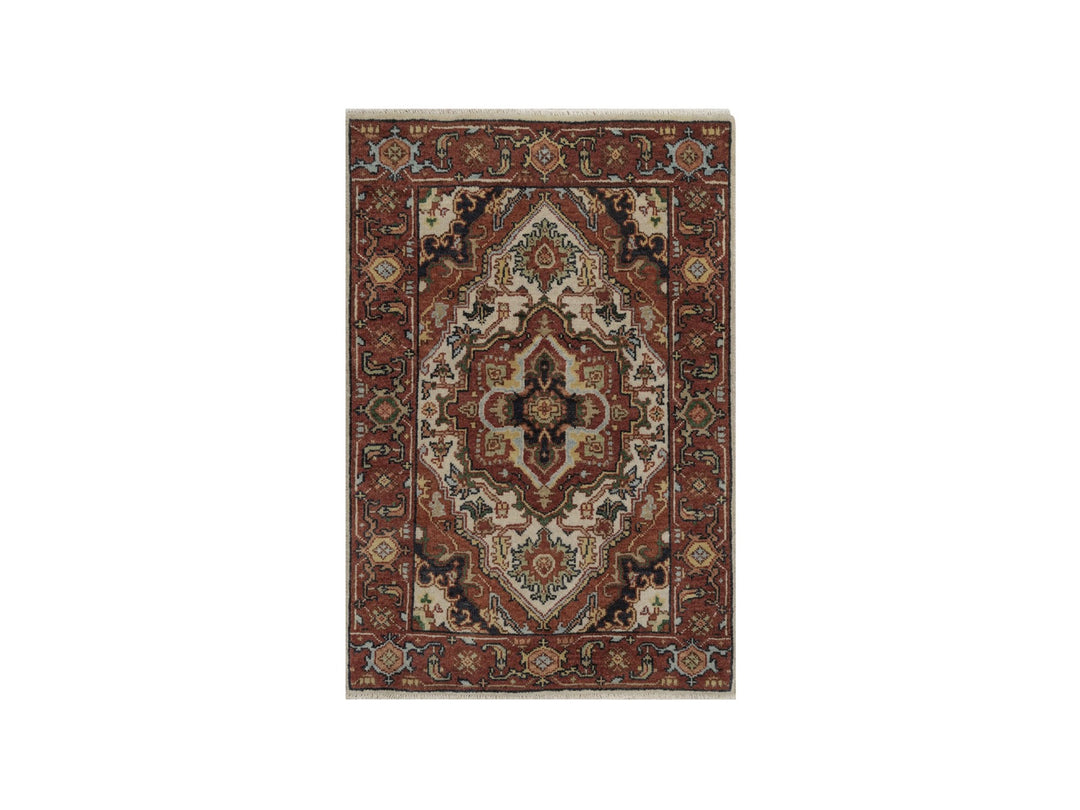 2'1" x 3'1" New Hand Knotted Ivory Wool Rectangle Oriental Rug - MOA10292788
