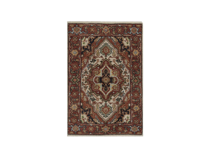2'1" x 3'1" New Hand Knotted Ivory Wool Rectangle Oriental Rug - MOA10292788