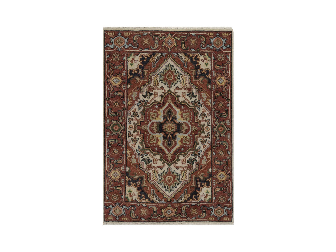 2'1" x 3'0" New Hand Knotted Ivory Wool Rectangle Oriental Rug - MOA10292789