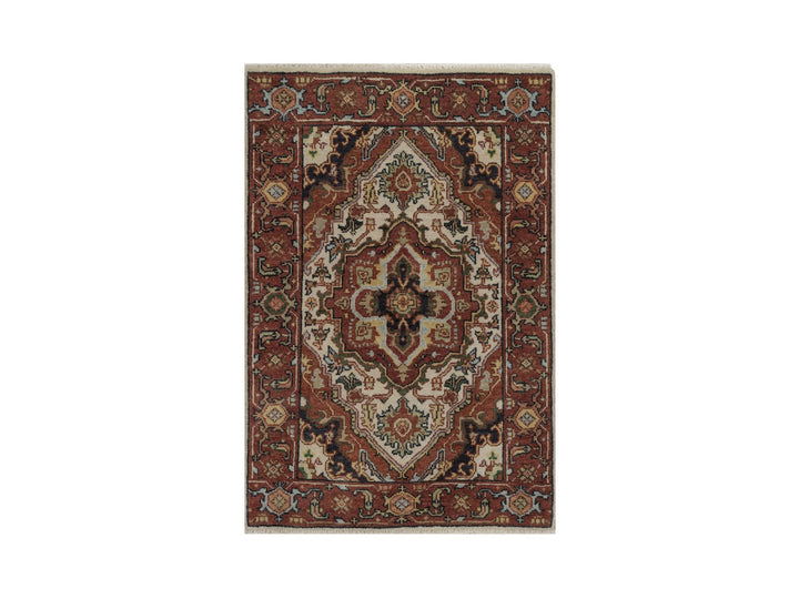 2'1" x 3'0" New Hand Knotted Ivory Wool Rectangle Oriental Rug - MOA10292789