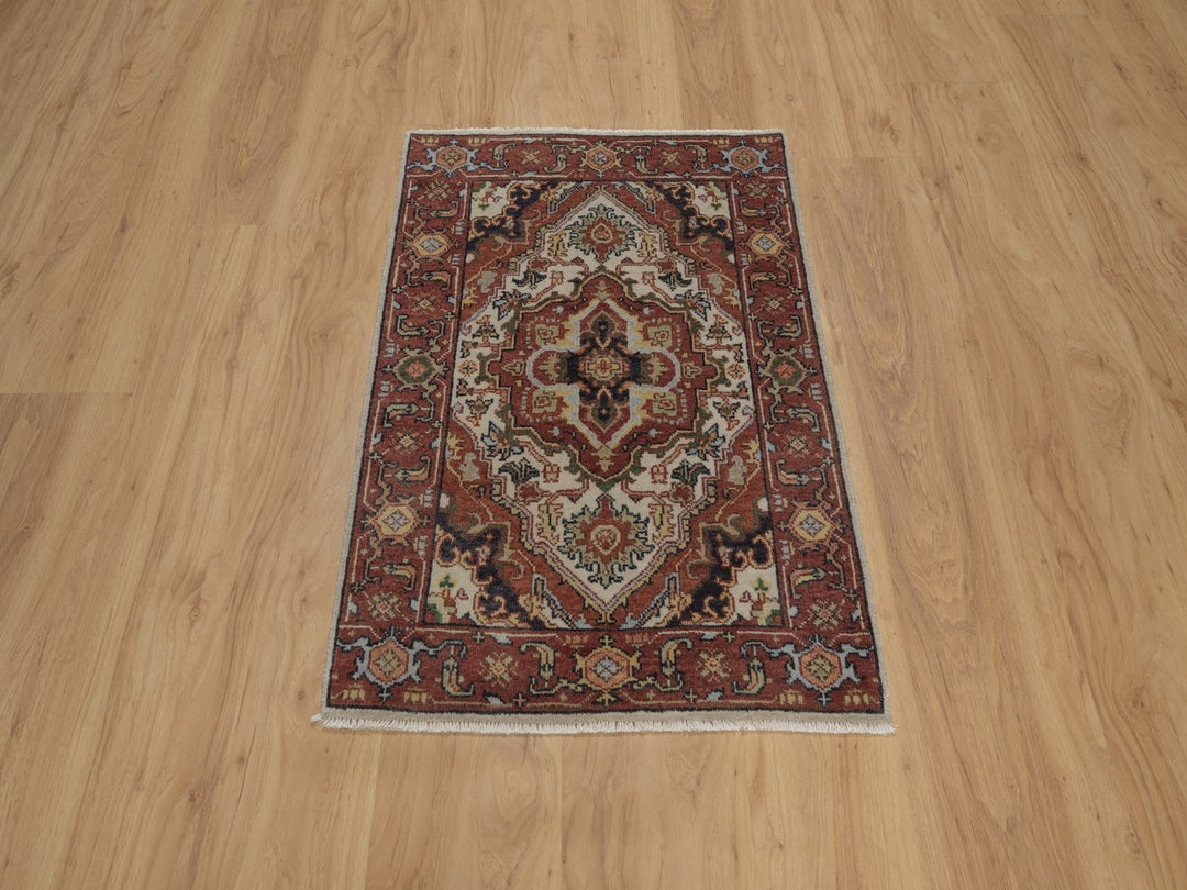 2'1" x 3'0" New Hand Knotted Ivory Wool Rectangle Oriental Rug - MOA10292789