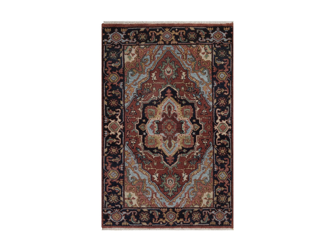 2'0" x 3'1" New Hand Knotted Red Wool Rectangle Oriental Rug - MOA10292791