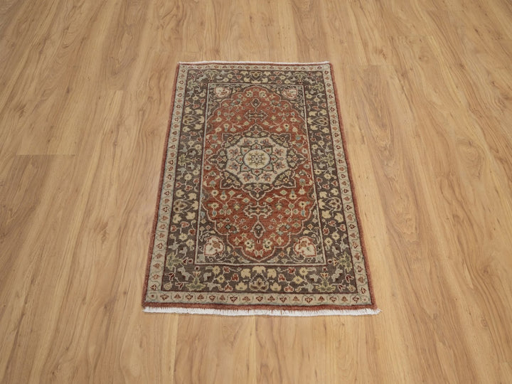 2'0" x 3'2" New Hand Knotted Red Wool Rectangle Oriental Rug - MOA10292792