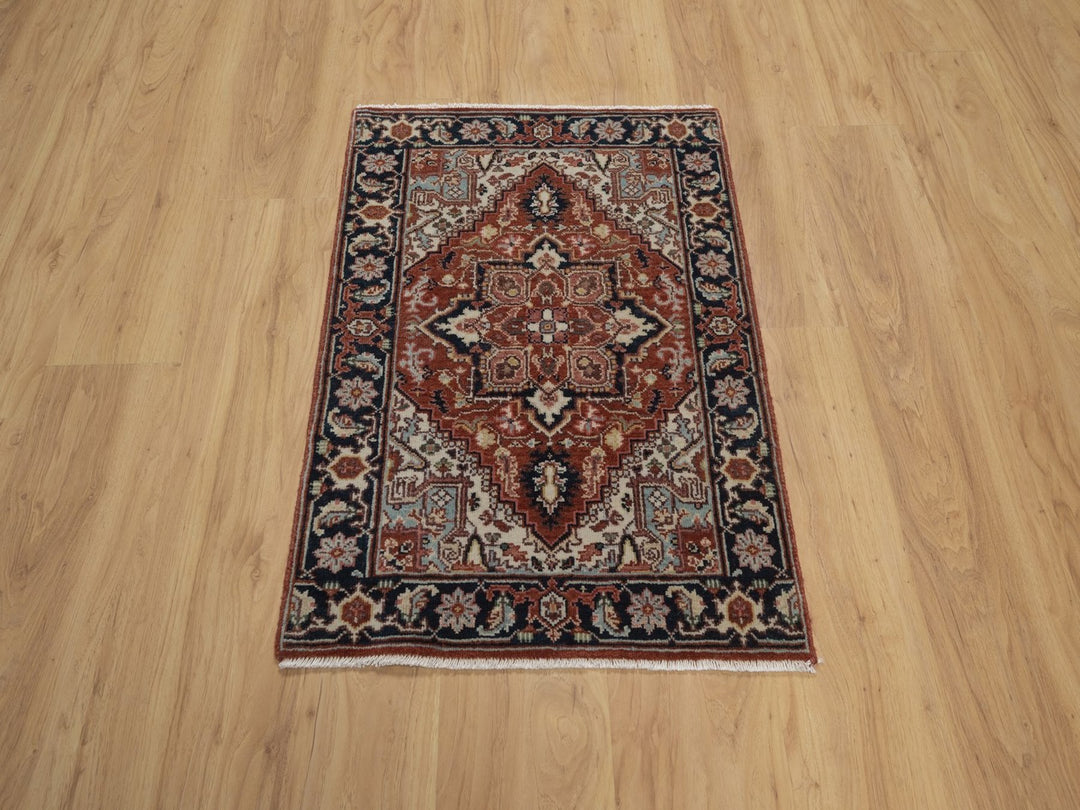 2'1" x 3'0" New Hand Knotted Red Wool Rectangle Oriental Rug - MOA10292793