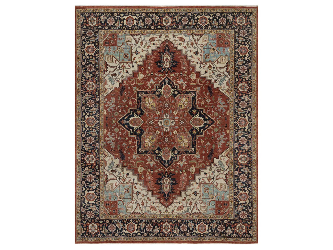 7'10" x 10'1" New Hand Knotted Red Wool Rectangle Oriental Rug - MOA10292794