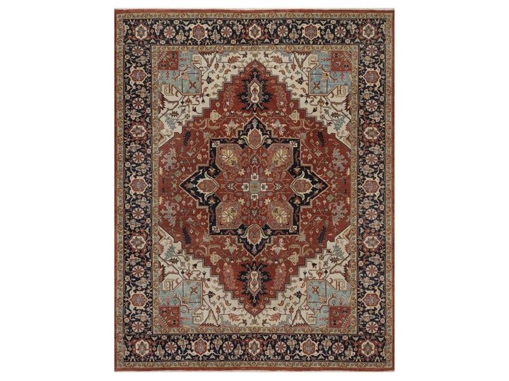 7'10" x 10'1" New Hand Knotted Red Wool Rectangle Oriental Rug - MOA10292794