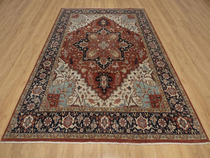 7'10" x 10'1" New Hand Knotted Red Wool Rectangle Oriental Rug - MOA10292794