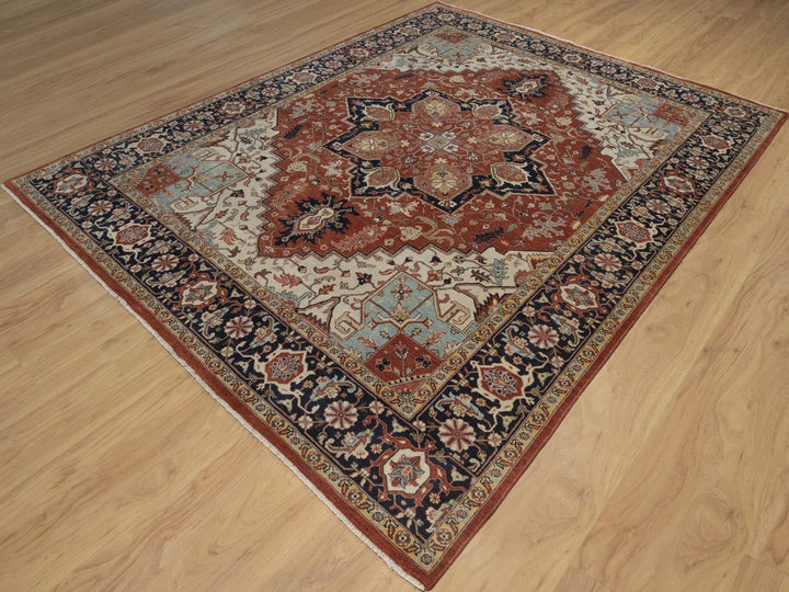 7'10" x 10'1" New Hand Knotted Red Wool Rectangle Oriental Rug - MOA10292794
