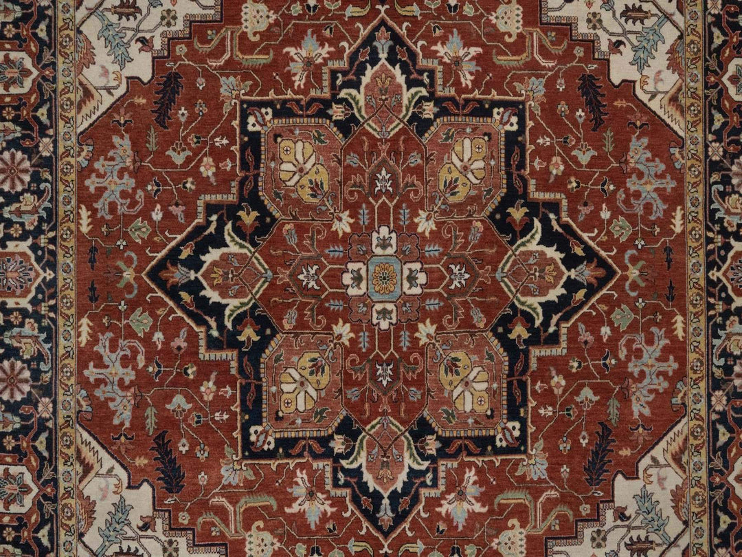 7'10" x 10'1" New Hand Knotted Red Wool Rectangle Oriental Rug - MOA10292794