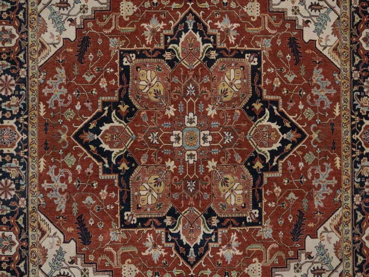 7'10" x 10'1" New Hand Knotted Red Wool Rectangle Oriental Rug - MOA10292794