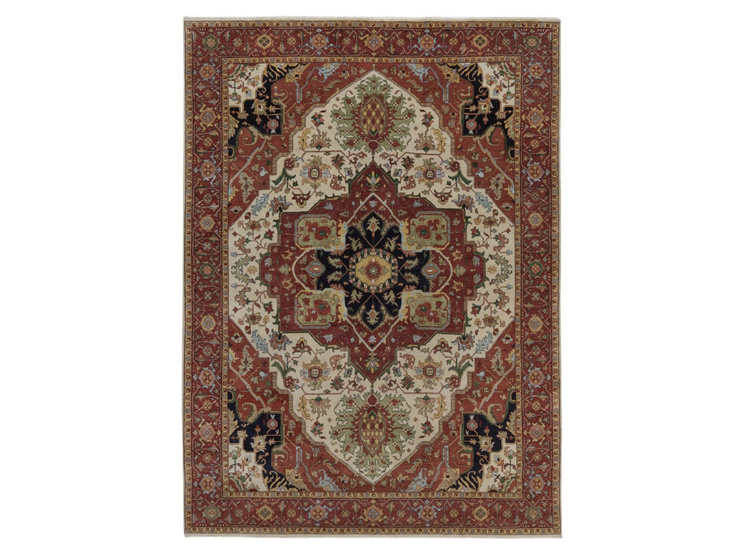 8'9" x 11'11" New Hand Knotted Ivory Wool Rectangle Oriental Rug - MOA10292795