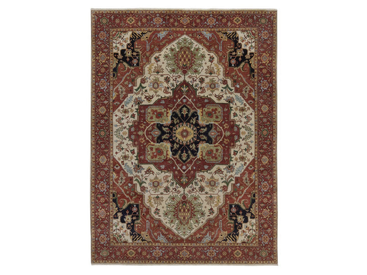 8'9" x 11'11" New Hand Knotted Ivory Wool Rectangle Oriental Rug - MOA10292795
