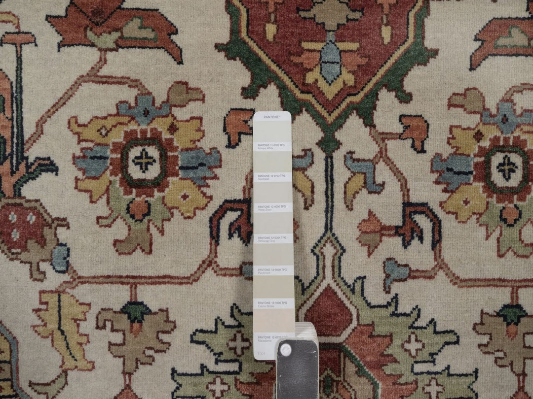 8'9" x 11'11" New Hand Knotted Ivory Wool Rectangle Oriental Rug - MOA10292795